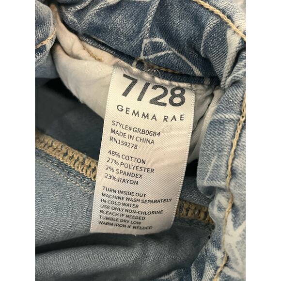 Gemma Rae Paper Bag Elastic Waist Chalk Art Graffiti Jeans Size 7 / 28 Pull On - Picture 9 of 11